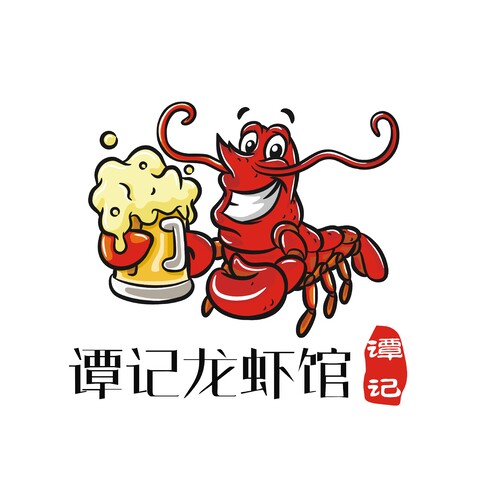 谭记龙虾logo设计