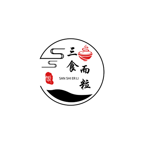 三食而粒logo设计