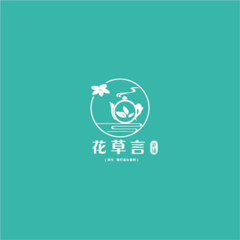 花草言茶铺logo设计