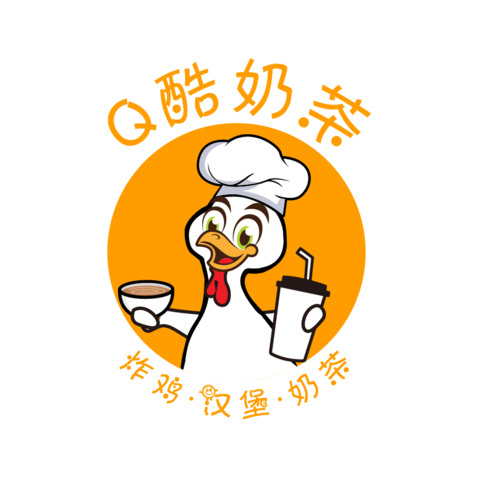 Q酷奶茶logo设计