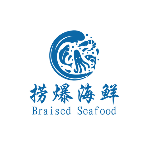 捞爆海鲜logo设计